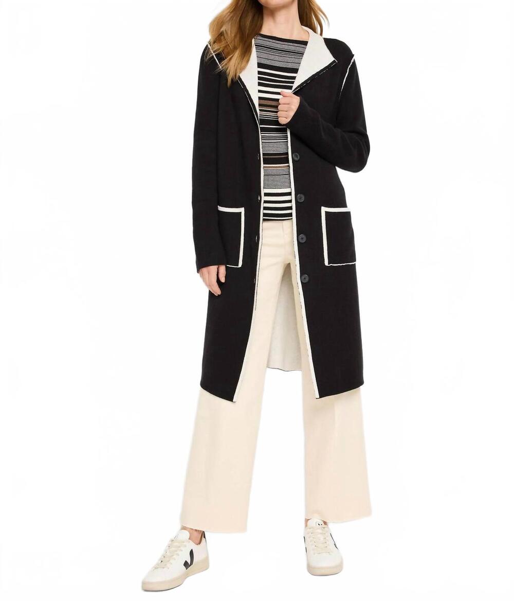NEW NIC + ZOE evening chill reversible knit jacket in black onyx